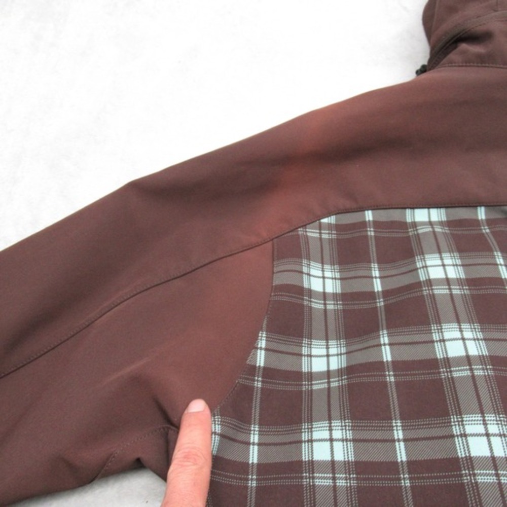 Dickies Storm Jacket Women 2XL Brown Plaid Hooded Full Zip Fleece Line Softshell - Picture 12 of 15